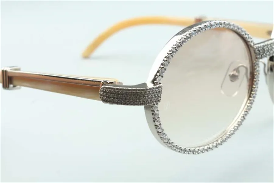 2020 new natural white buffalo horns legs sunglasses 7550178-B high quality whole diamond wrapped sunglasses frame size 55-22-140230R