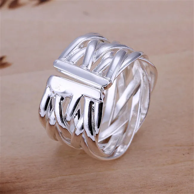 Rete popolare mesh di moda europea e americana con anello di piastra d'argento 925 DSSR022 può mescolare 10 pezzi a LOT251T