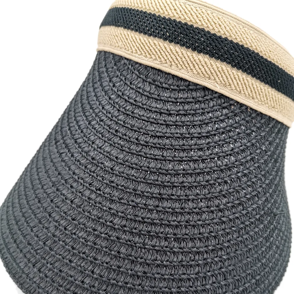 Fashion Summer Women Straw Top Top Visor Beach Sun Hat UV Protection Wide Brim Outdoor Gift Simple Cap Regolable1350204