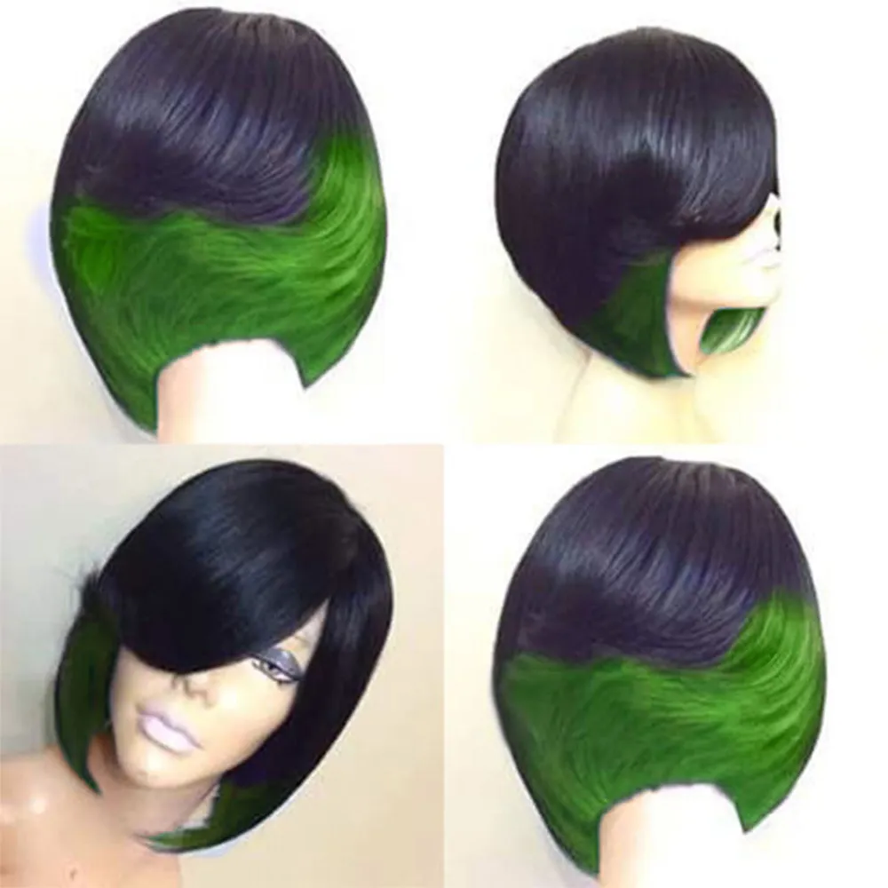 2020 Hot selling Wig European and American Women's Fashion Realistic Natural High Temperature Silk Short Straight Hair Wig Headgear