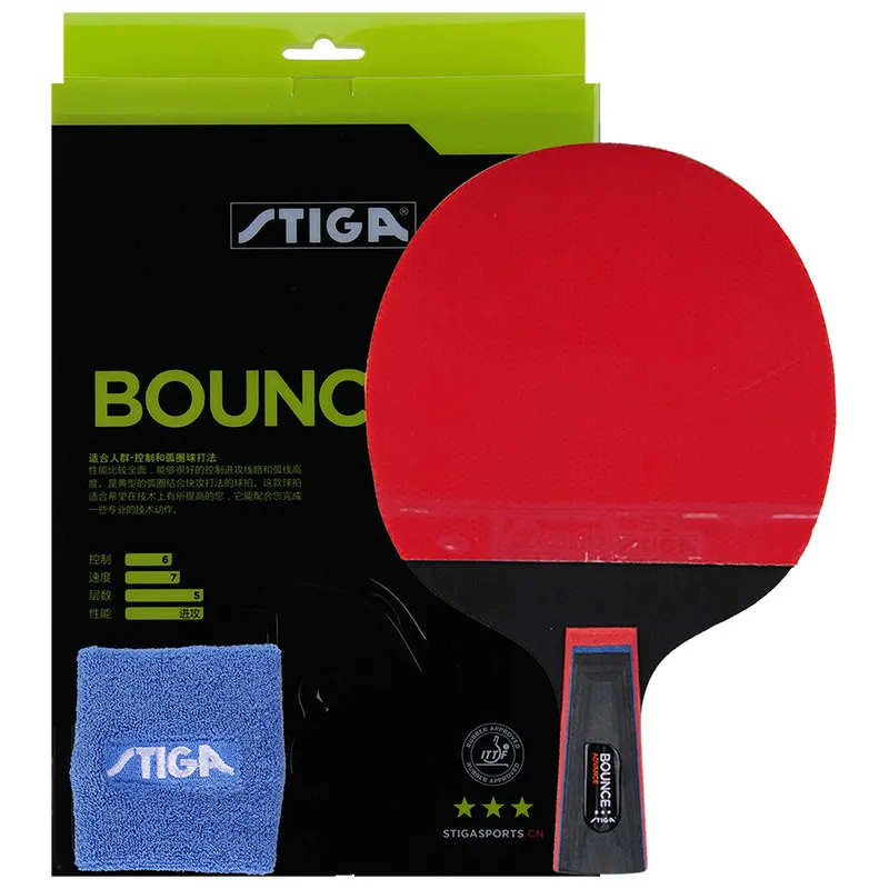 100 ٪ أصلي Stiga Pro Bounce 3 نجوم Table Tennis مضرب Ping Pong Pimples في مضارب الهجوم T191026255V