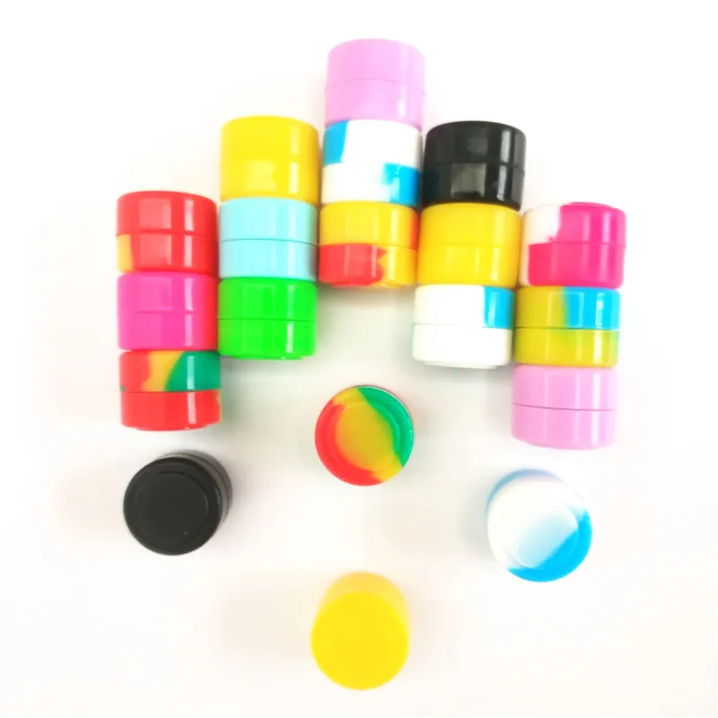Silicone containers Jars 2ml mini assorted color silicone container for Dabs Round Shape Silicone Containers wax207w