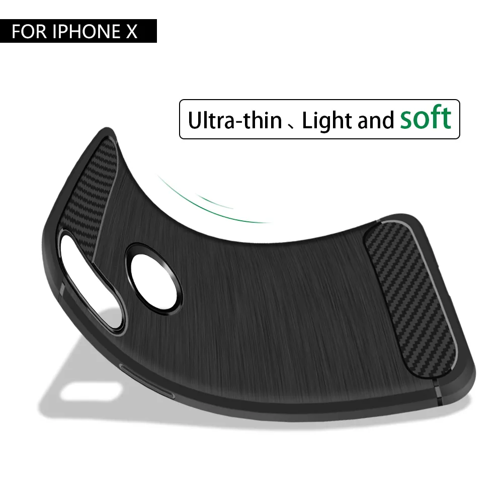 Carbon Fiber Cases For iPhone 14 13 12 mini 11 Pro Xs Max 8 7 6s Plus TPU Rubber Phone Cover