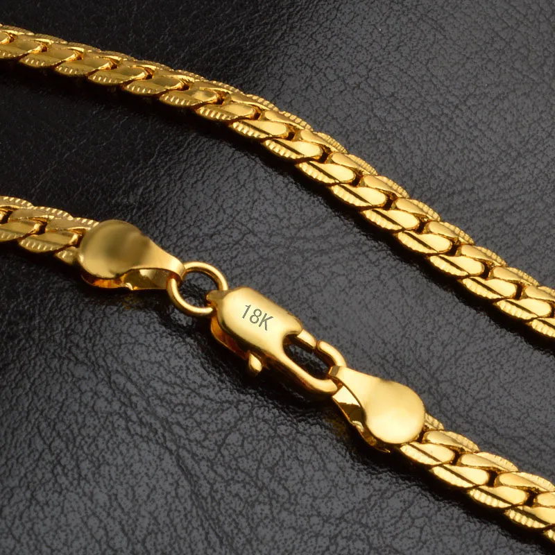 Collier de chaîne à maillons Figaro de luxe de 20 pouces, bijoux pour femmes et hommes, plaqué or véritable 18 carats, chaîne Hip-hop, entier 258T