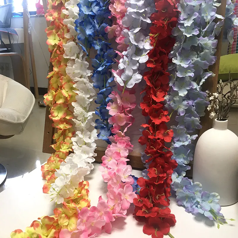Home Fashion Artificial Hydrangea Party Romantic Wedding Decorative Silk Garlands Of Artificial Flowers Silk Wisteria DLH413