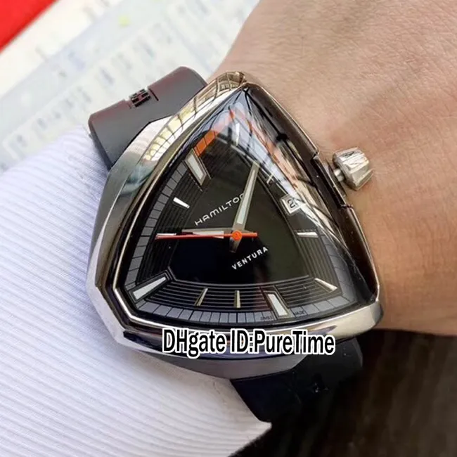 Новые автоматические мужские часы Ventura Elvis80 H24551331 A2824 со стальным корпусом, черный циферблат, серый внутренний оранжевый резиновый корпус, часы Edition Puret2582