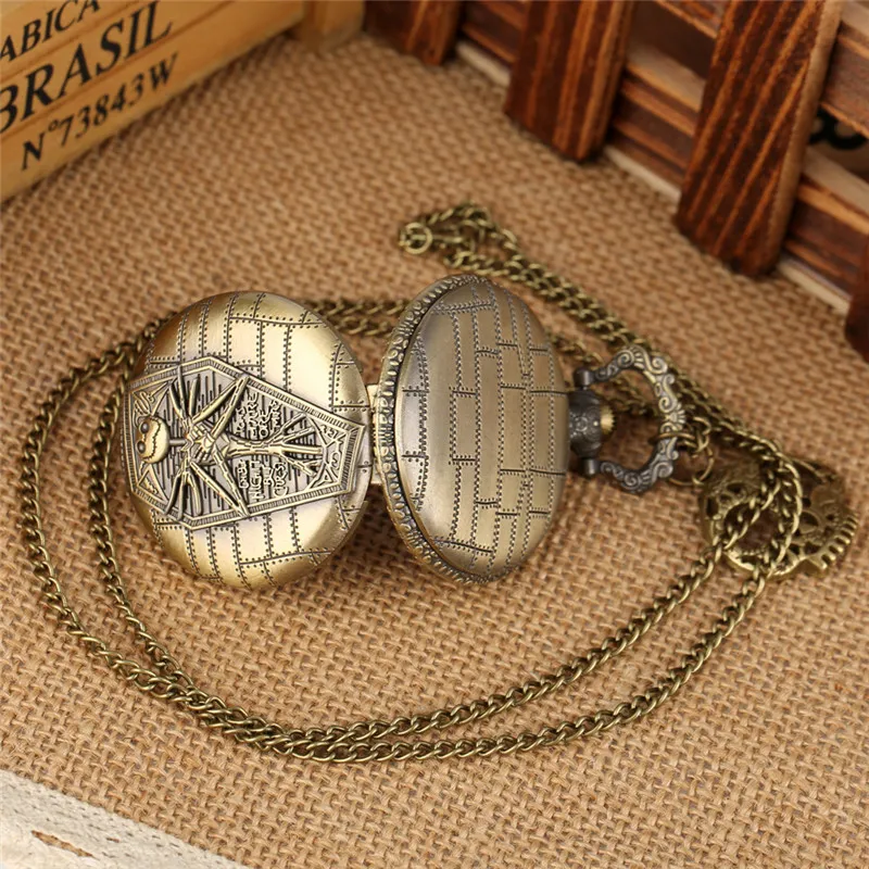 Accessorio con teschio in bronzo Steampunk Orologi Orologio da taschino al quarzo con mummia da incubo uomo Donna Collana con catena Orologio da polso Gift331A