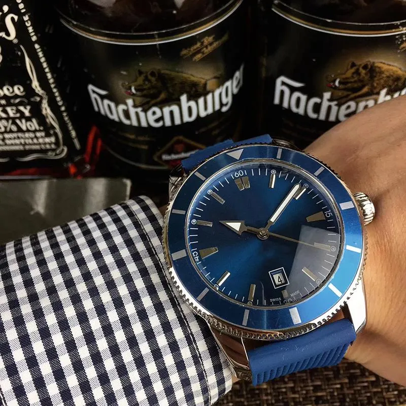 Reloj mecánico automático para hombre, pulsera de silicona con esfera azul, resistente al agua hasta 5 ATM, puntero luminoso, orologio di lusso2751, 2020