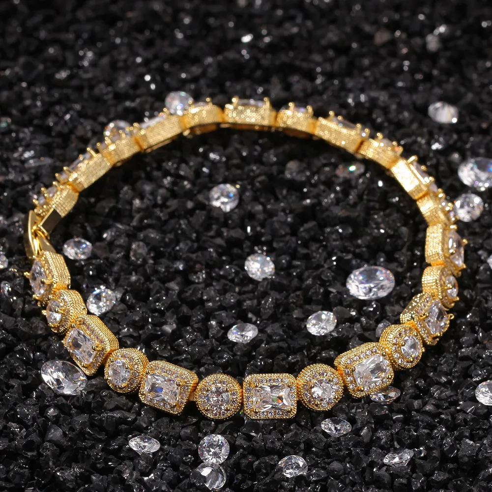 Bracelet Hip Hop entièrement glacé diamant Micro zircon cubique cuivre Miami chaîne à maillons cubains femmes hommes Bracelets278d