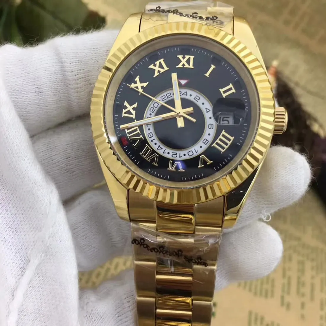 Najlepszy nowy styl Luxury Men Blue Sky Dweller Sport Watch Ruch Mężczyźni wielofunkcyjne 24 -godzinne pokrętło nurkowanie ze stali nierdzewnej Wodoodporna 241h