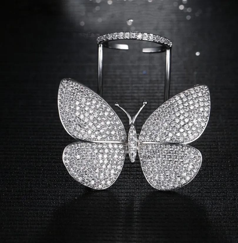 Choucong Sparkling Luxury Jewelry Internet celebrity 925 Sterling Silver Pave Full White Sapphire CZ Diamond Butterfly wings Women227C