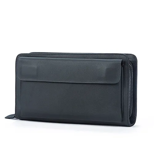 MVA Heren Clutch Mannelijke Portemonnee Heren Echt Leer Dubbele Rits Clutch Bags Portemonnee Voor Mannen Paspoort Telefoon Wallets250o