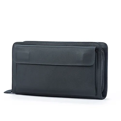 MVA Men's Clutch Male Wallet Men's Genuine Leather Double Zipper Clutch Bags purse for men Passport Phone Wallets254D