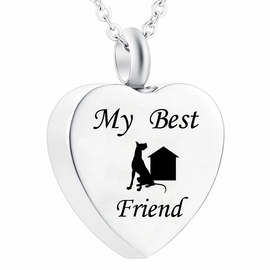Cremation Jewelry Stainless Steel Dog Urn Pendant Necklace Memorial Ash Keepsake Charm Pet Ashes Necklace Jewelry272y