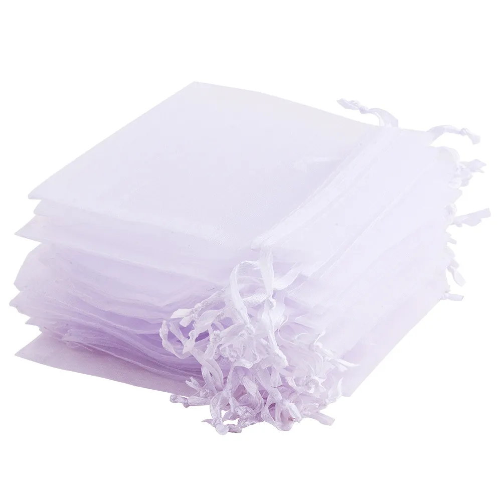 15x20cm Pacchetto di gioielli di colore bianco Borse con coulisse Grandi sacchetti di organza 100 pezzi lotto223W