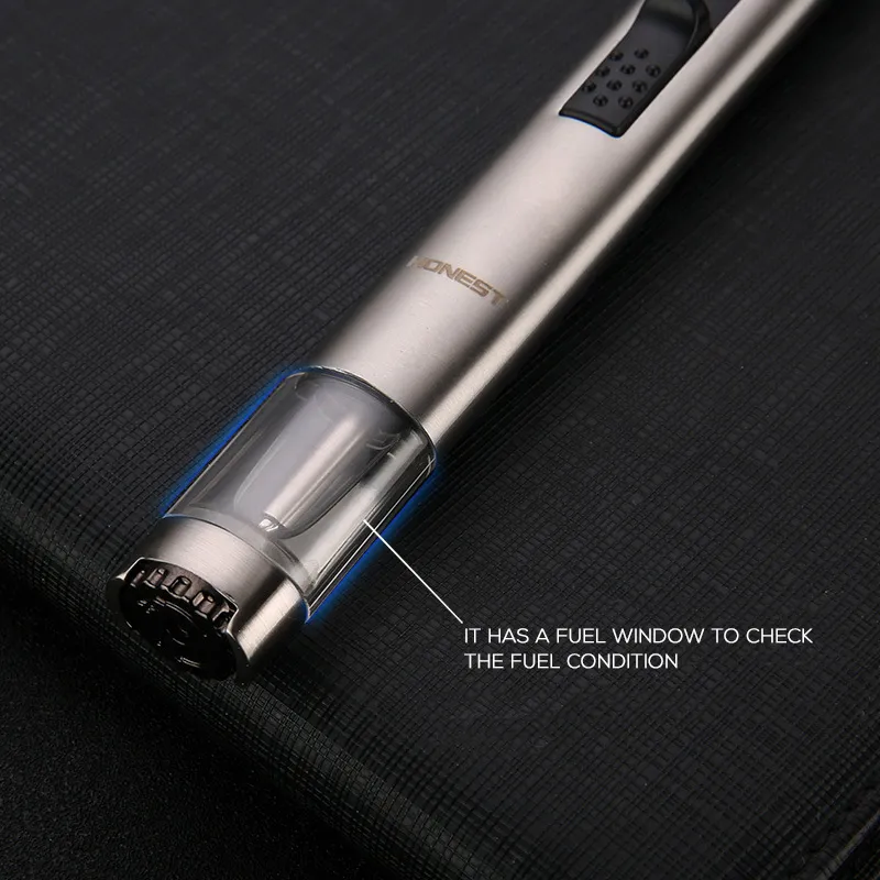 Forme de stylo de stylo honnête Jet Light Blue Flamme Flamme Visible Lighters Plantelables à vent Visible pour la cuisine BBQ2405572