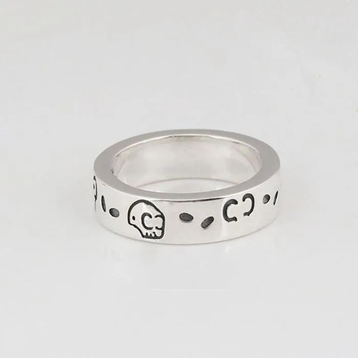 S925 anel de caveira de prata vintage anel de elfo de prata esterlina para homens e mulheres tendência hip-hop punk anel de casal 238z
