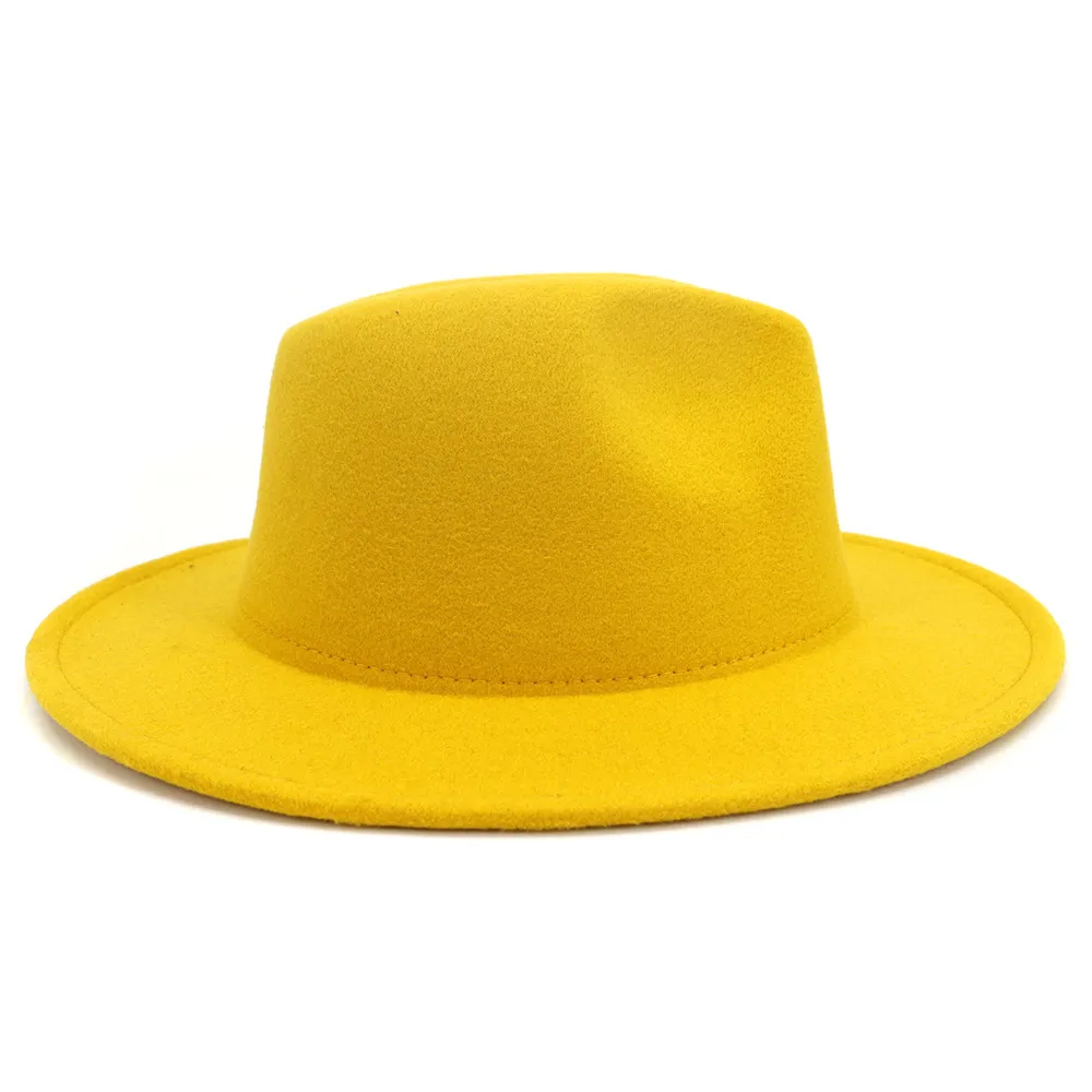 Modna żółta niebieska patchwork wełna Feel Fedora Hats for Men Women 2 Ton Hat Ince Color Dress Hat Panama Jazz Trilby Cap3037