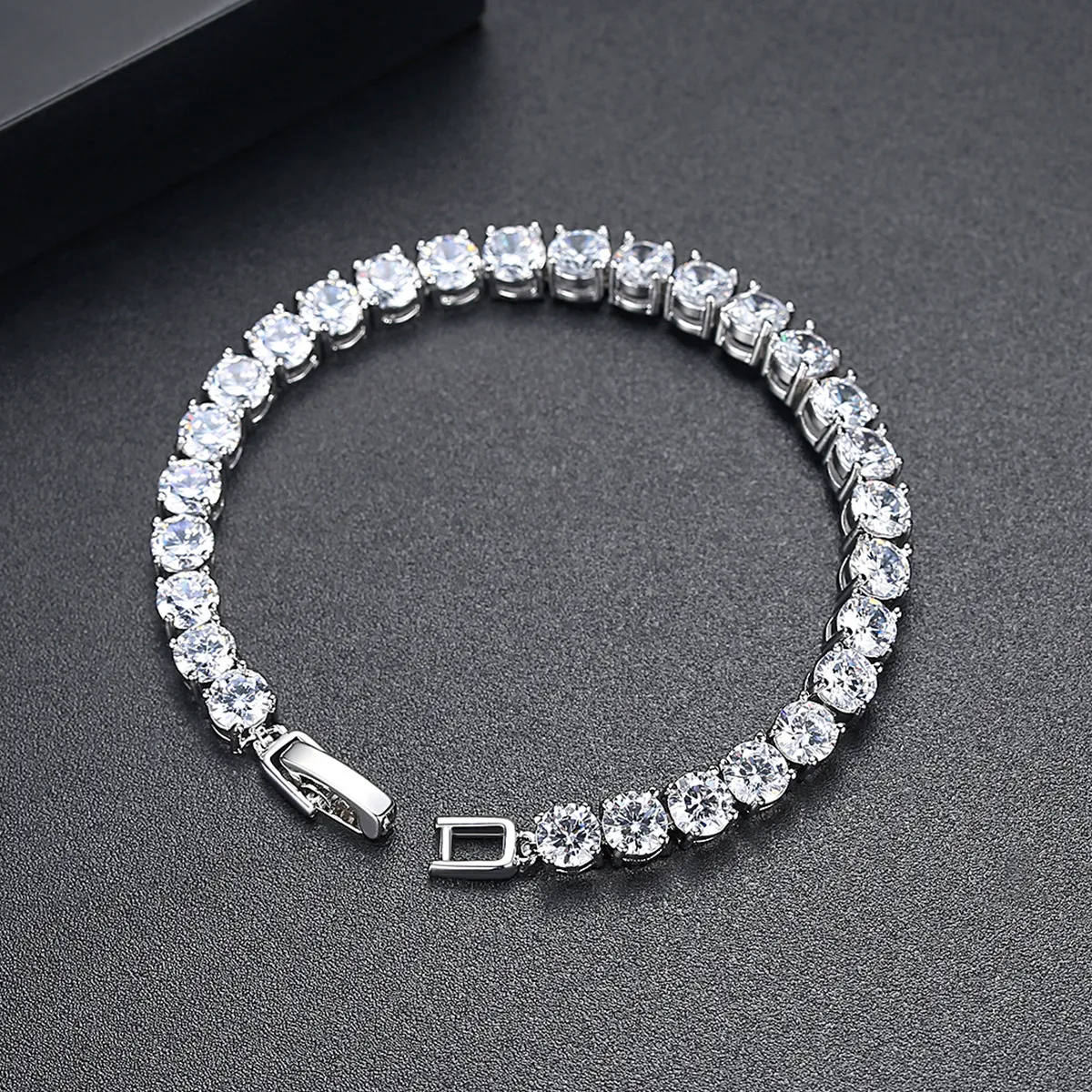 925 Sterling Silver 5MM Cubic Zirconia Tennis Iced Out Bracelet Chain Crystal Wedding Party Jewelry for Women302M