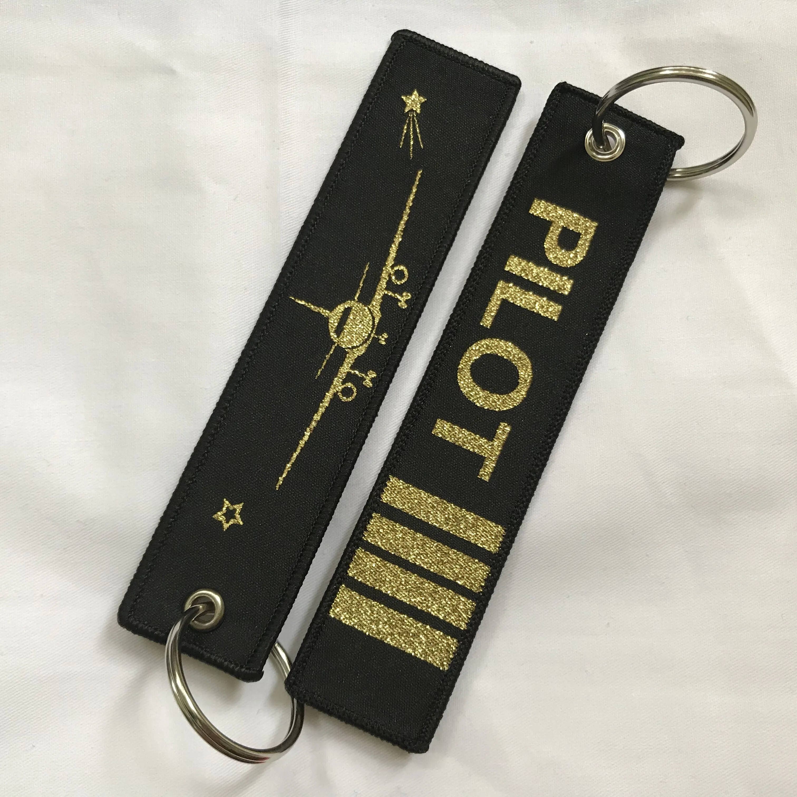 Hele piloot sleutelhangers Porte Flight Crew Pilot Gift Clef Luchtvaart sleutelhanger Stralende gouden kleur geweven sleutelhanger Tags 10 STKS LOT338x