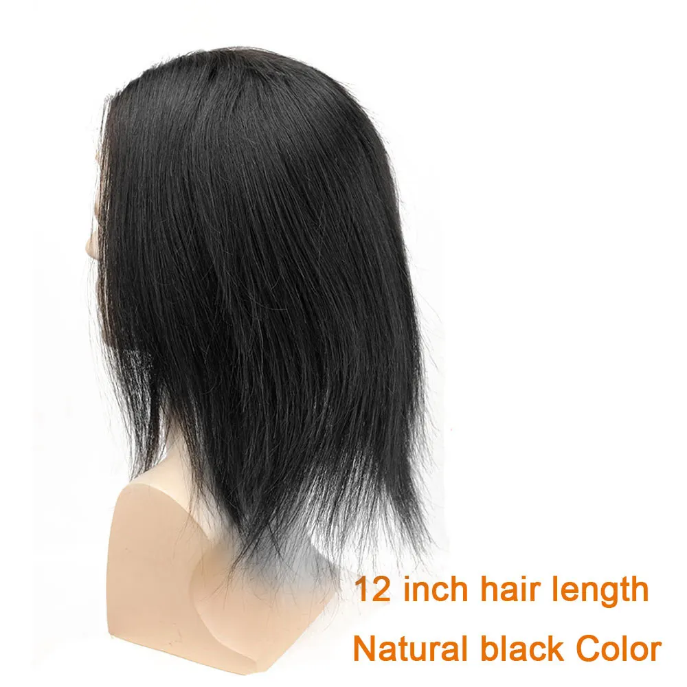 Длинный мужской парик, моно-кружево с заменой из искусственной кожи, мужской парик-парик, прямые бразильские человеческие волосы Реми, 10 дюймов x 8 дюймов, Toup1150307