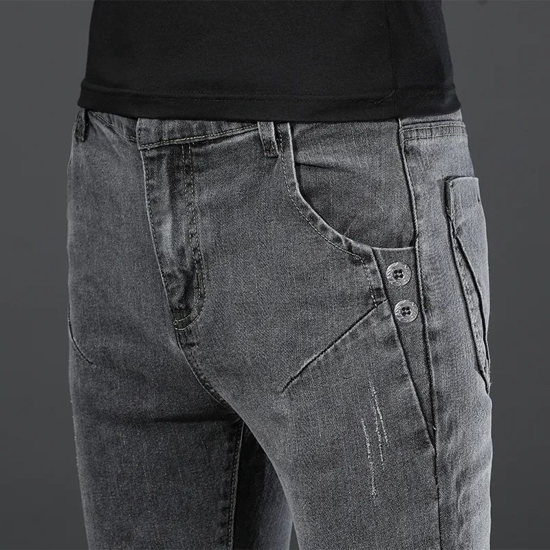 Neue Männer Streetwear Vintage grau Slim fit Jeans Hosen Männlichen Einfachen Stil Baumwolle Hohe qualität Casual Gerade Denim hosen CX200727