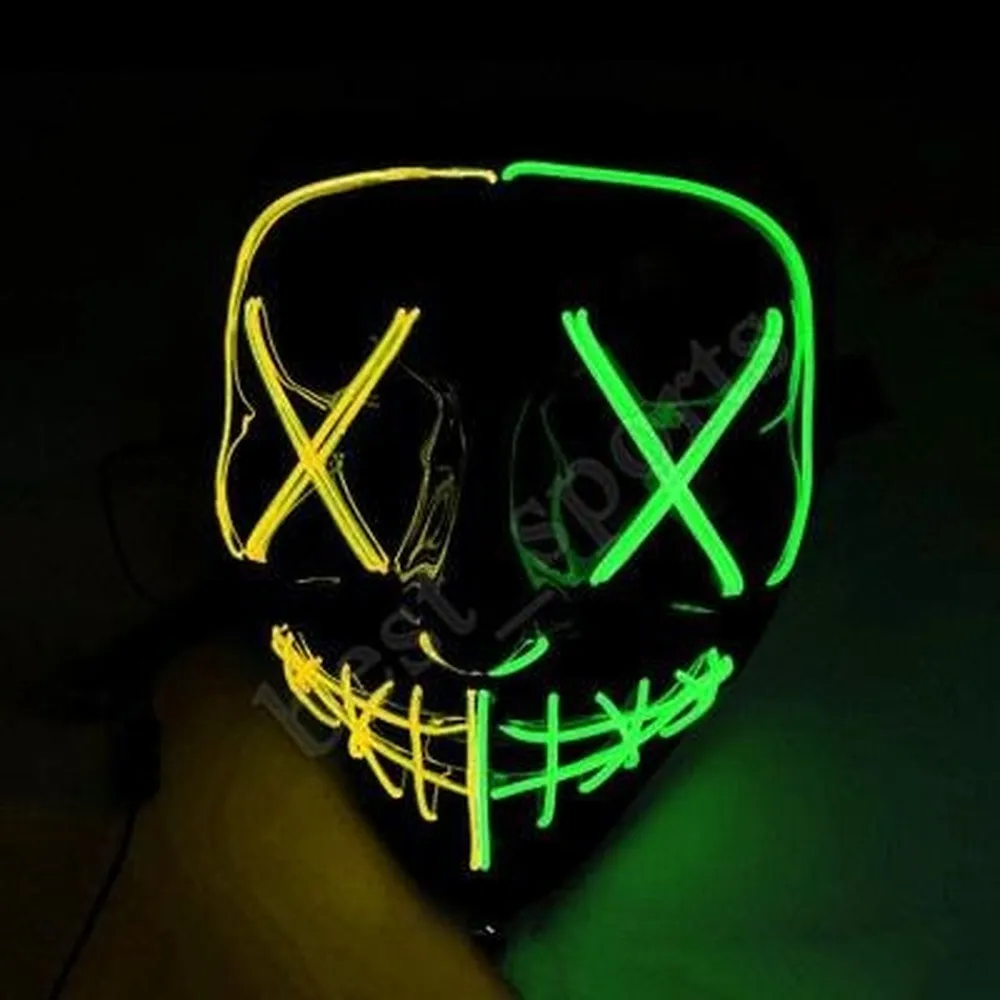 7 Stilleri Cadılar Bayramı LED Parlayan Maske Parti Cosplay Máscara De Cadılar Bayramı Kulübü Aydınlatma Bar Korkunç Maskeleri Parti Cadılar Bayramı Maskesi