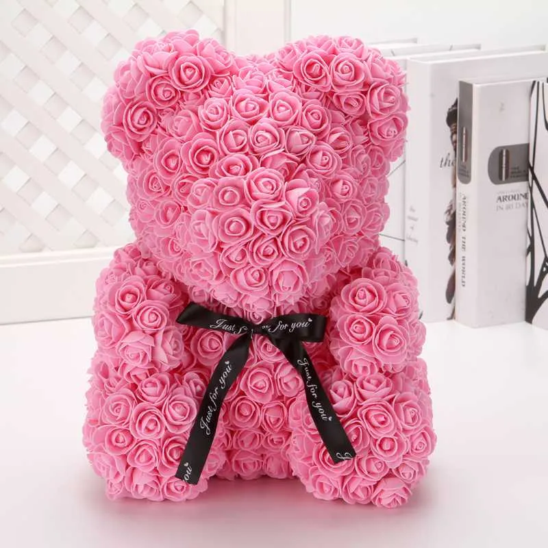 40 cm günstige künstliche Blumen Rose Bär Kunststoffschaum Rose Teddybär Freundin Valentinstag Geschenk Geburtstag Party Dekoration309 m