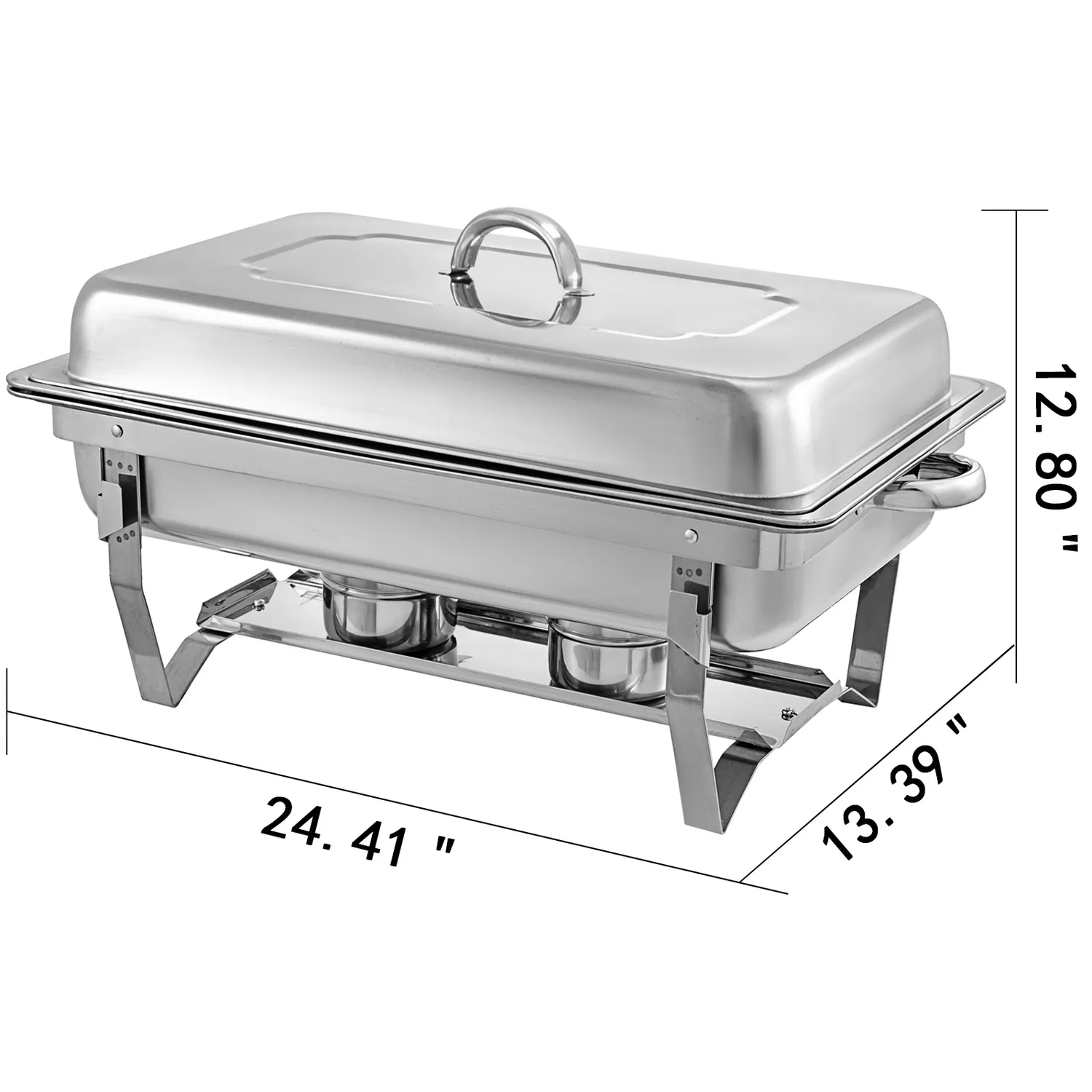 Chafing Dish 2 Packs 8 Quart rostfritt stål Chafer i full storlek Rektangulära chafers för cateringbuffé med fällbar ram T2001250J