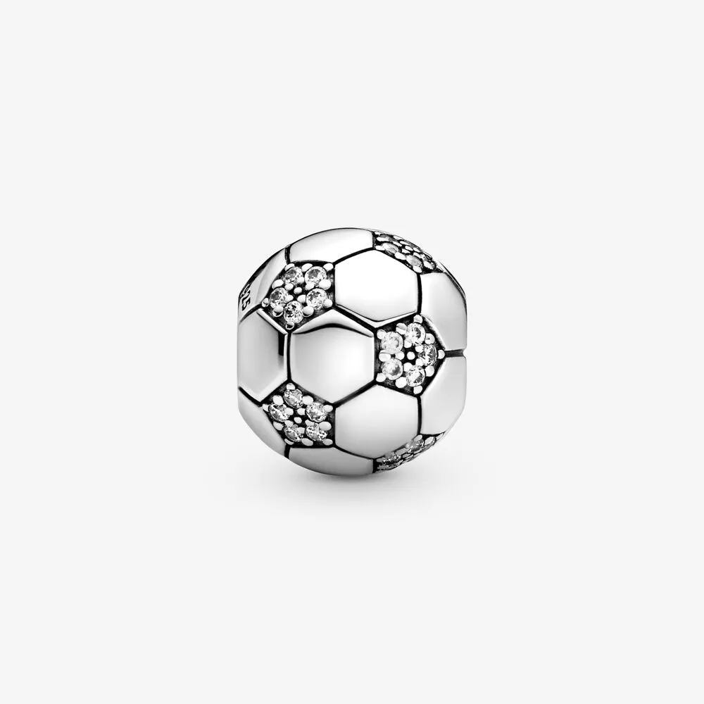 100% 925 Sterling Silver Sparkling Soccer Charms Fit Original European Charm Armband Women Wedding Engagement Jewelry Acc241G