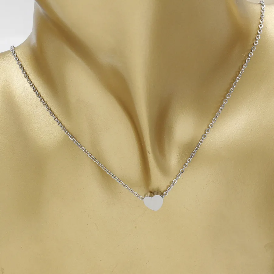 Choker-Halskette aus Edelstahl, Roségold und Silber, Schlüsselbeinkette, zierliche Herz-Anhänger-Halsketten für Frauen, Hochzeitsschmuck, Brautjungferngeschenke
