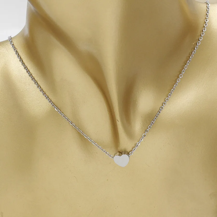 Collana girocollo Acciaio inossidabile Oro rosa Argento Catena clavicola Collane con ciondolo cuore delicato le donne Gioielli da sposa Regali damigella d'onore