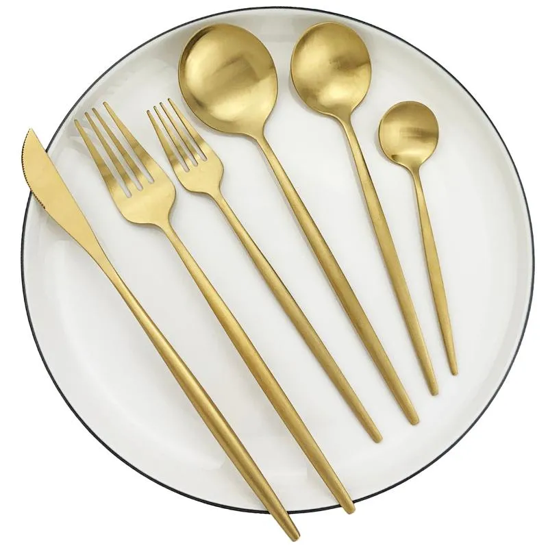 1 2 مجموعة من أدوات المائدة الذهبية مجموعة Lnife Fork Spoon Flatware 304