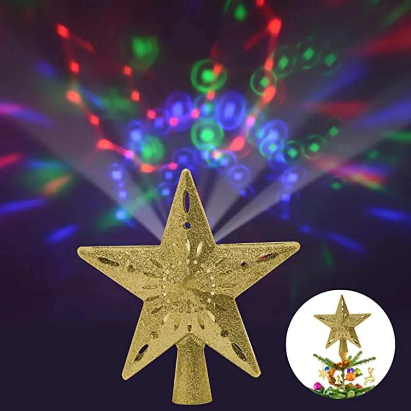 Lumière de Noël LED Veilleuse Météore Étoile à cinq branches Lampe Cimier d'arbre Décor EU USA UK Plug 220 V pour l'éclairage d'ambiance de Noël 187S