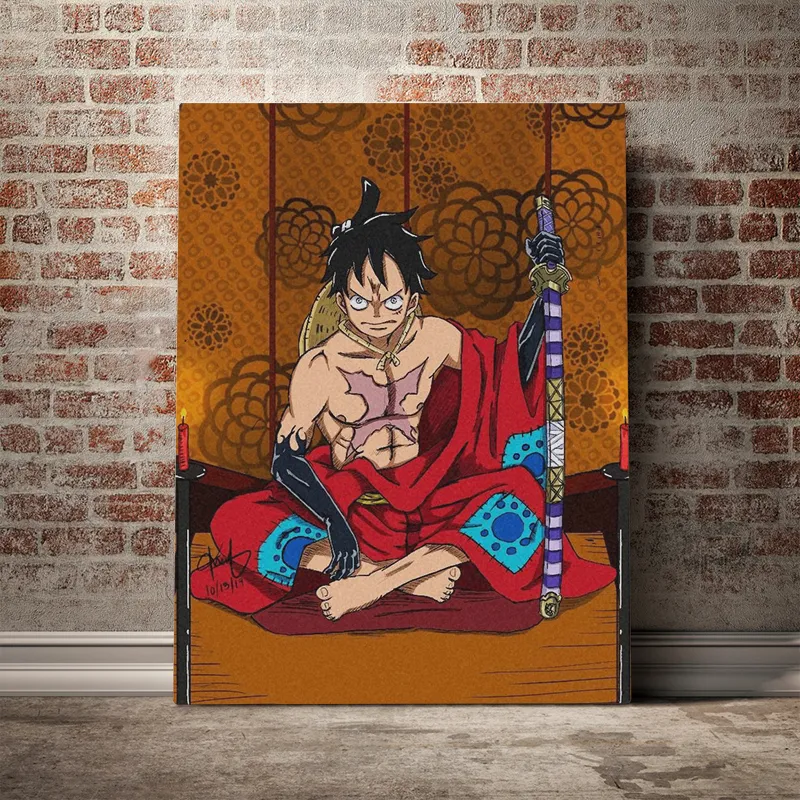 Hasır Şapka Luffy Tek Parça Anime Canvas Poster Boyama Duvar Sanat Dekor Oturma Odası Yatak Odası Çalışması Ev Dekorasyon Baskıları5831929