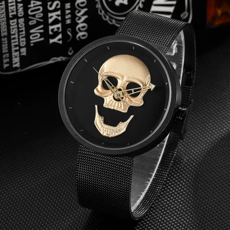 Armbanduhren Uhr Männliche Paar Schädel Uhren Männer Frauen Damen Gold Punk Skeleton Quarz Cool Man Handgelenk Weibliche Relogio Masculino267x