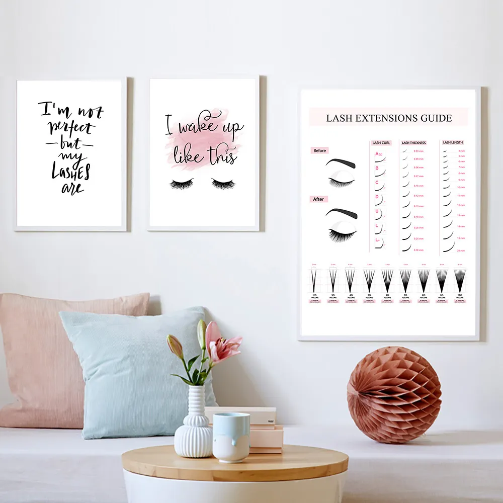 Lash Extensions Guide Poster Makeup Posters And Prints Eyelash Canvas Painting Quotes Wall Art Print Pictures Bedroom Home Decor5116859