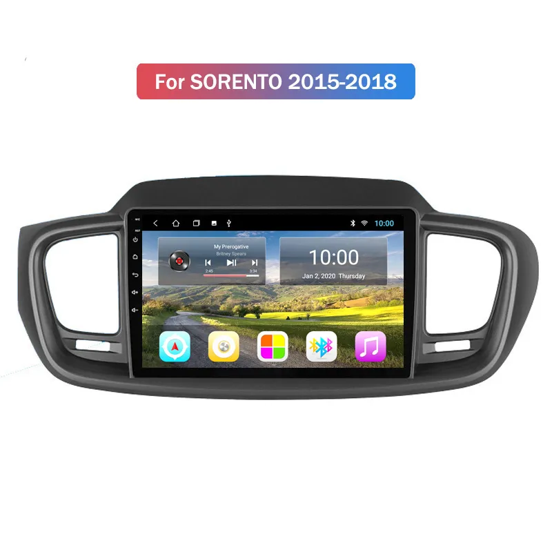 Radio vidéo de voiture Android 9 pouces pour KIA SORENTO 2015-2018 lecteur multimédia GPS avec Bluetooth