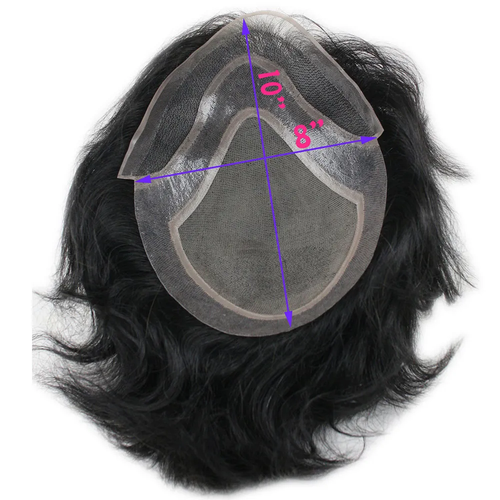 Långa herrar Toupee Hairpiece Mono Spets med PU -ersättningsmän Toupee Wig Straight Brasilian Remy Human Hair 10quot X 8quot Toup8199834