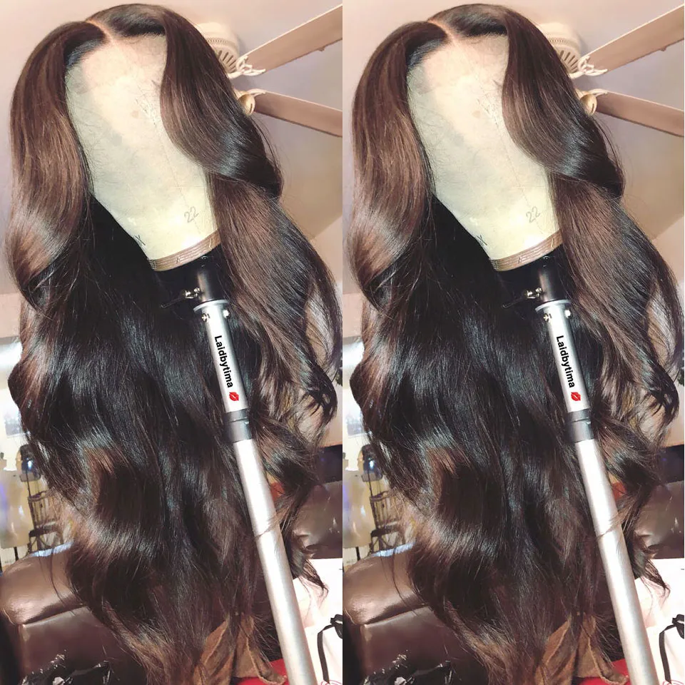 Perucas onduladas de corpo solto de alta densidade 13x6 renda frontal profunda remy cabelo humano preplucked peruca longa preta final completa para mulheres 9804085863235