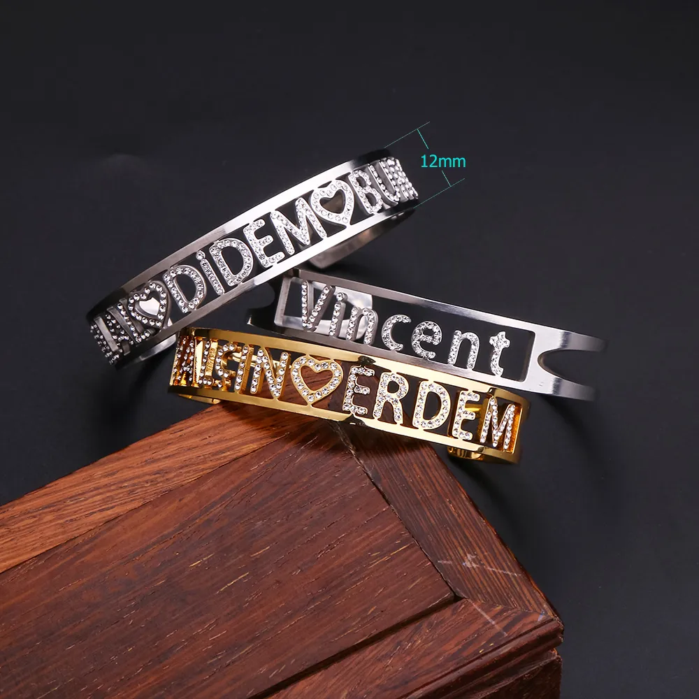 Lateefah aangepast CZ Zirkon Bangles persoonlijkheid aangepaste naam armband sieraden Naam Words Letters aangepaste armband Bangle vrouwen CX2003049986