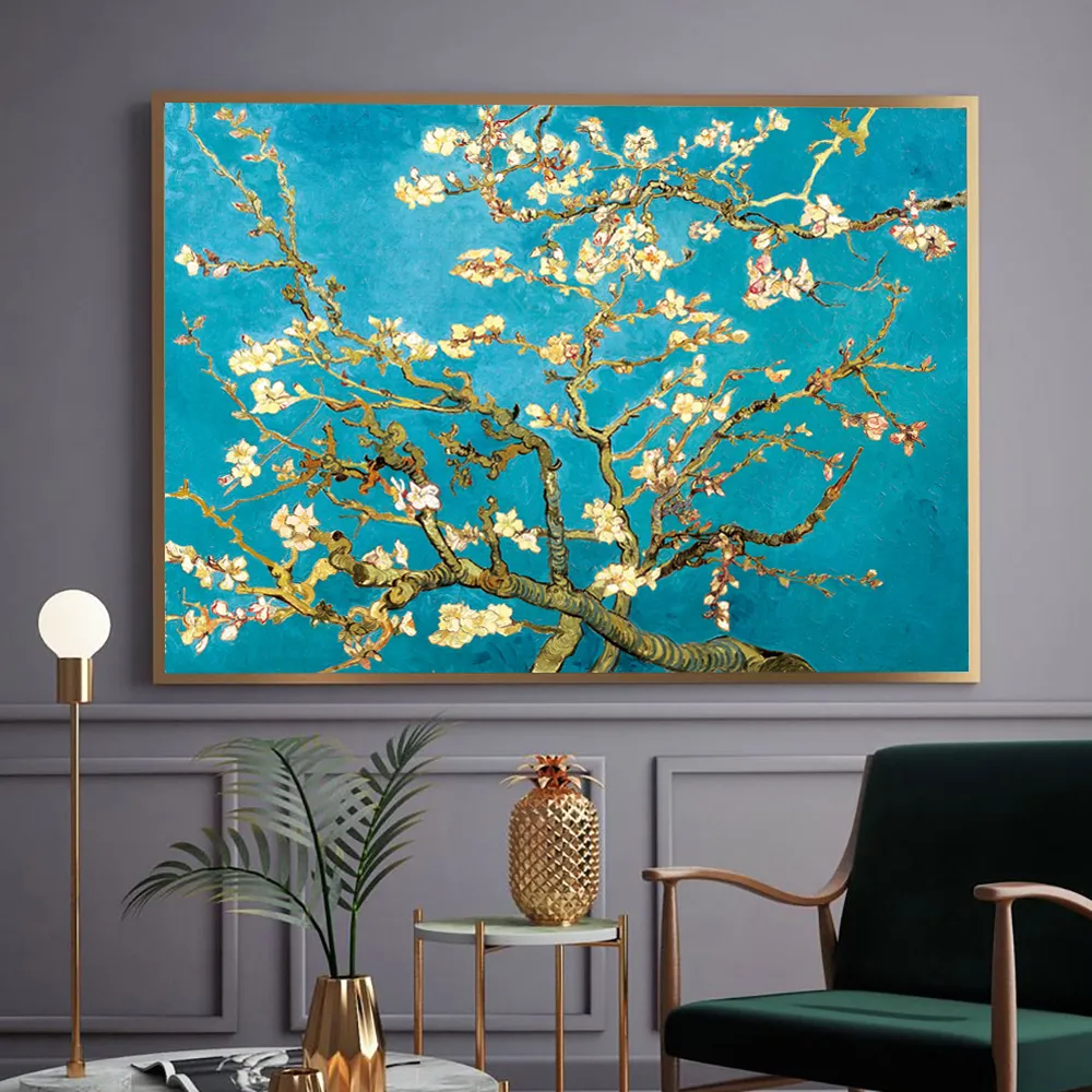 Van Gogh Almond Blossom Słynny obraz olejny Płótno druk represjonista Flower Mur