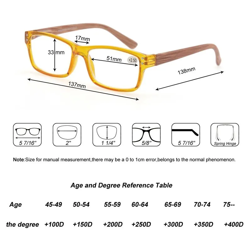 メンズリーディングメガネの女性の木材の外観フレーム老眼の透明なガラスの正方形の長方形眼鏡2020ディオプター1 1 5 175 2 2 5 275226n