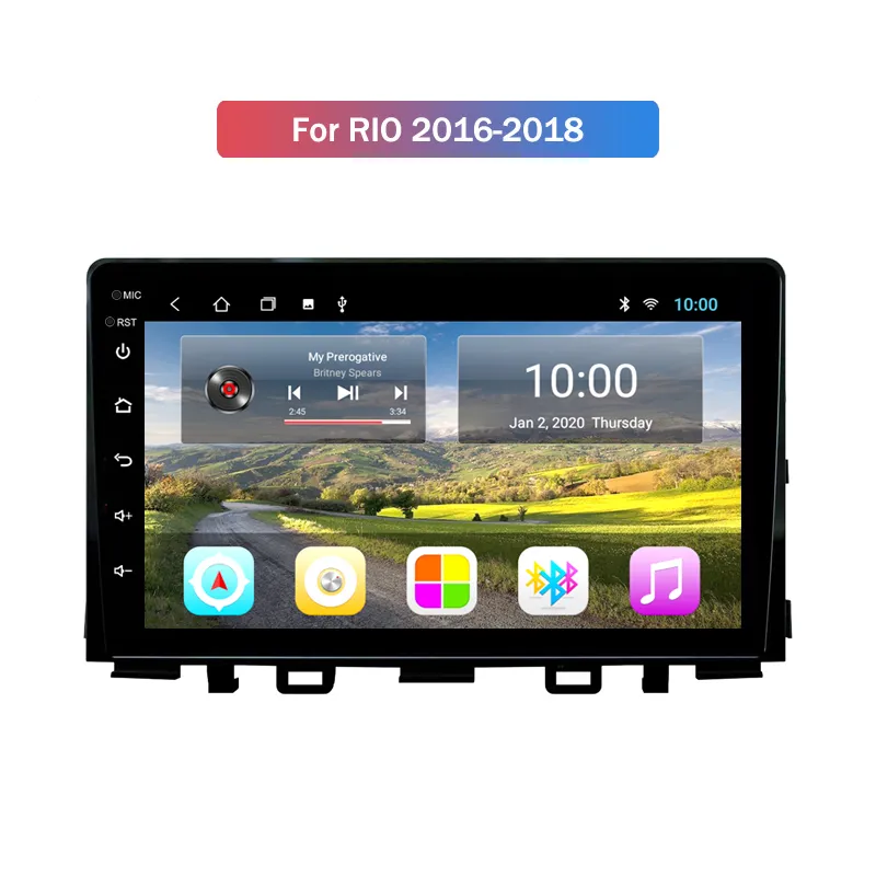 Autoradio vidéo 10 pouces Android lecteur multimédia lien miroir USB FM SD AUX Bluetooth Navigation Gps pour KIA RIO 2016-2018