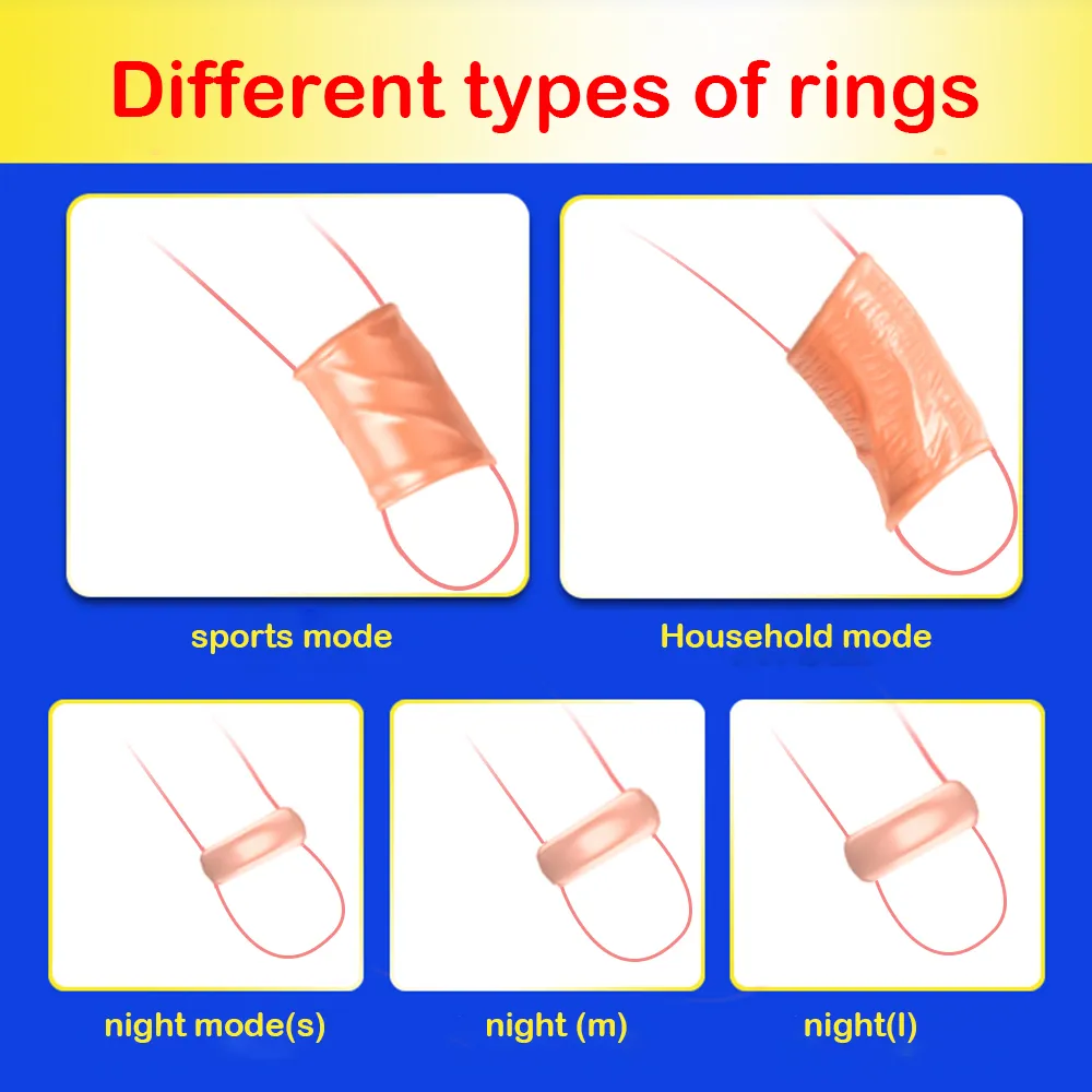 set prepúcio Correção do pênis Sleeve Dois tamanhos Atraso ejaculação parafuso forma de parafuso Penis Ring Ring Ring Sex Toys for Men Cock Rings5282739