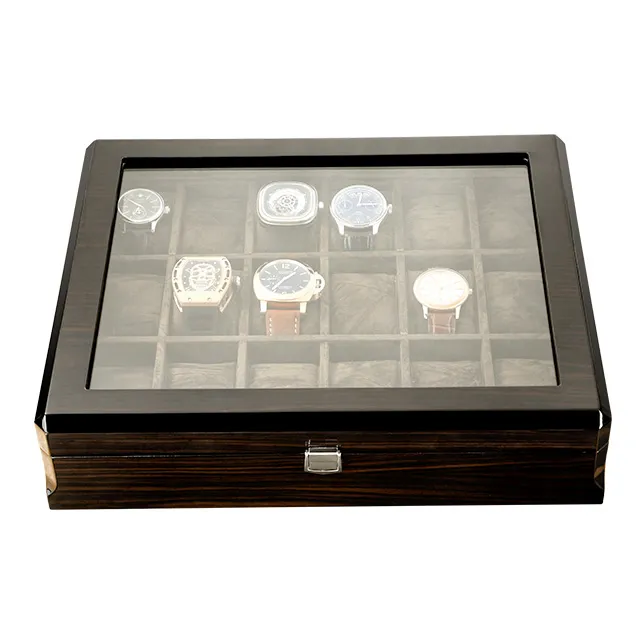 18 Grids Watch Boxes Storage Clock Wood Watches Display Box Case And Packaging Glasses Brown Lint Jewelry Organizer Window270v