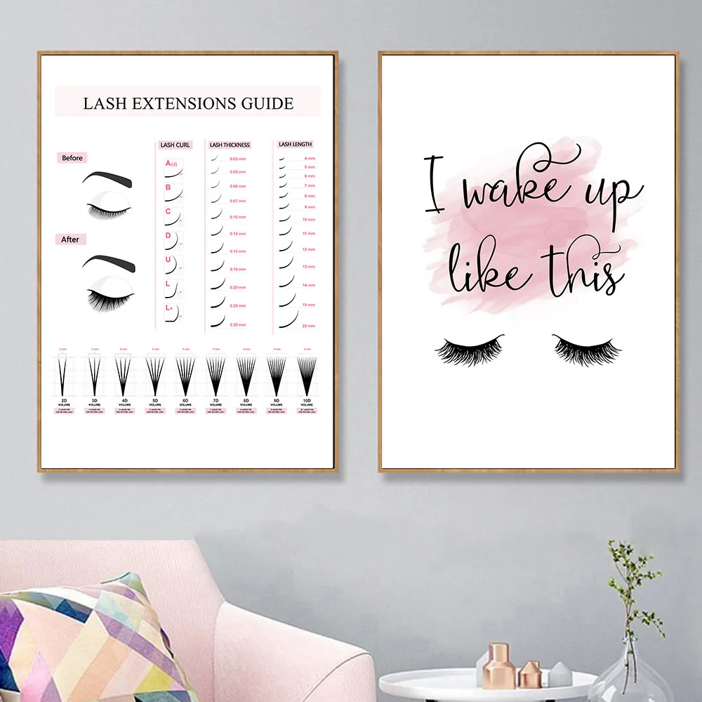 Wimper Extensions Gids Poster Make-up Posters En Prints Wimper Canvas Schilderij Quotes Wall Art Print Foto Slaapkamer Home Decor5116859