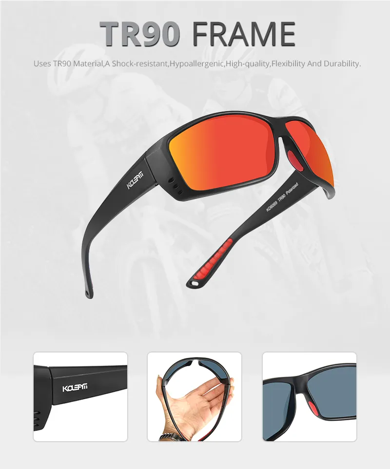 2020 KDEAM Luxury Fishing Solglasögon Män Sport Frame Polariserad reflekterande beläggningslins 5 Färger Kvinnor Eyewear UV400 KD60697447379