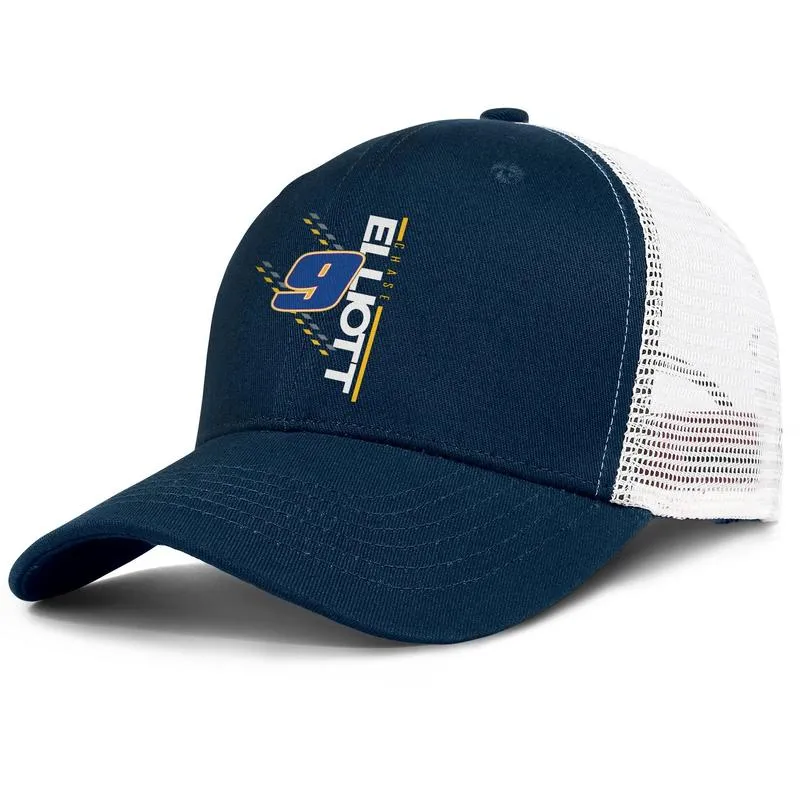 Chase Elliott Driver 9 mężczyzn i kobiety Regulowane Trucker Meshcap Dopasowane puste niestandardowe baseballhats NASCAR #9 Logo E logo Golde2775