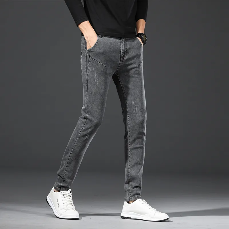 Neue Männer Streetwear Vintage grau Slim fit Jeans Hosen Männlichen Einfachen Stil Baumwolle Hohe qualität Casual Gerade Denim hosen CX200727